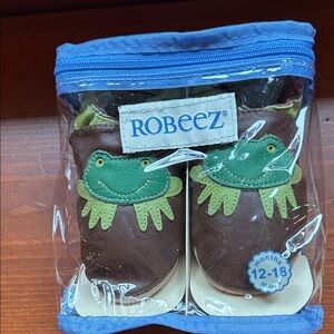 Robeez Brown and Green Frog Soft Sole Baby Shoes